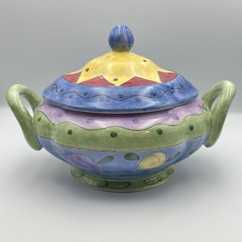 Sango Sweet Shoppe Sue Zipkin Covered‎ Soup Tureen 12" Handpainted No Spoon